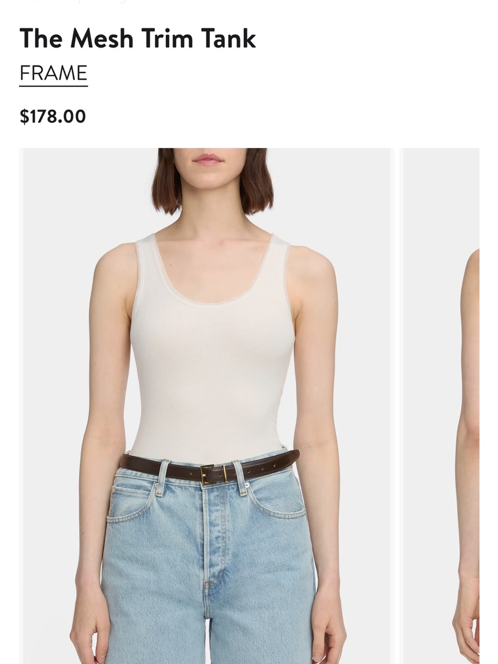 Frame Denim The Mesh Trim Tank in White